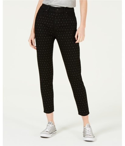 Studded High Rise Tapered Skinny Jeans