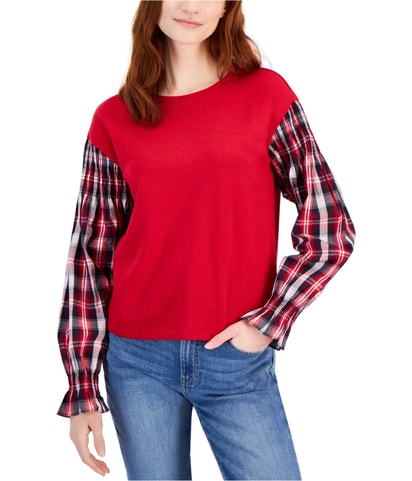 Mixed-Media Pullover Sweater