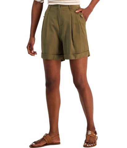Pleated Casual Chino Shorts