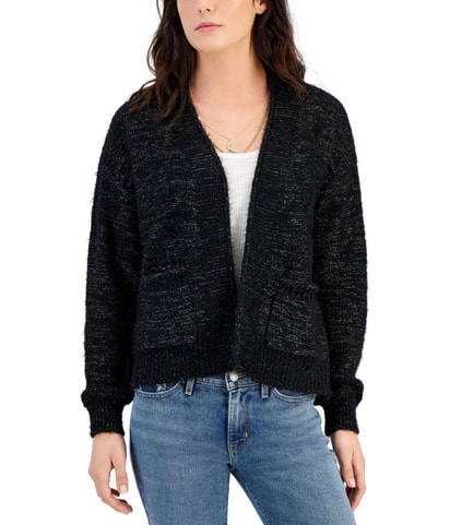 Lurex Eyelash-Knit Cardigan Sweater