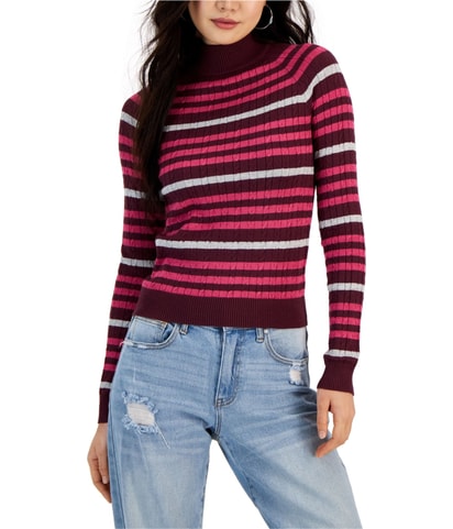 Striped Mini-Cable Pullover Sweater