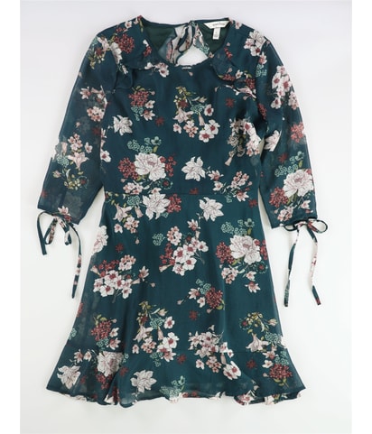 Floral Back Cut-Out Mini Flounce A-line Dress