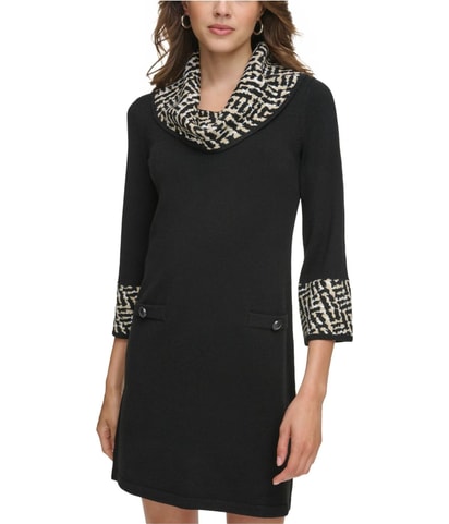 Contrast Cowlneck Mini Dress