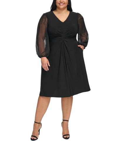 Gathered Sheer Midi Dress