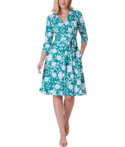 Floral-Print Wrap A-line Dress