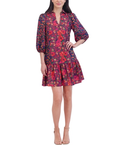 Mixed-Print Fit & Flare Dress