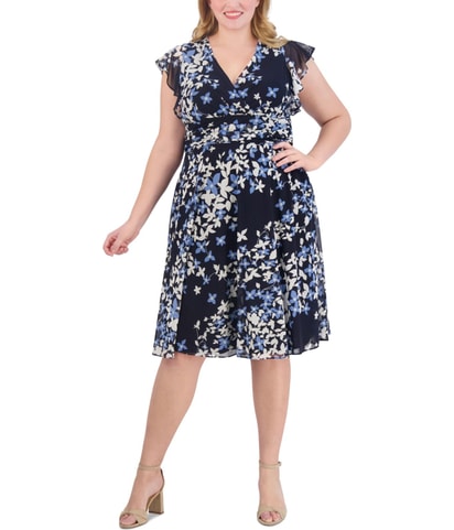 Floral Flutter Sleeve Midi Dress