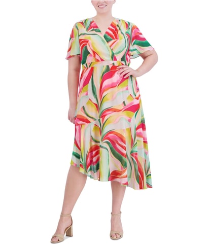Printed Midi Asymmetrical A-line Dress