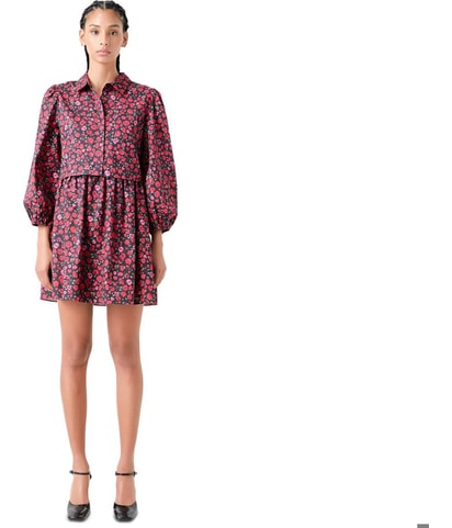 Floral-Print Mini Shirt Dress