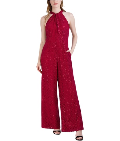 Sequinlace Halter Jumpsuit