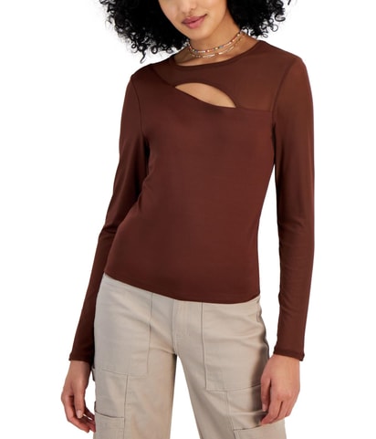 Asymmetrical Mesh Knit Blouse
