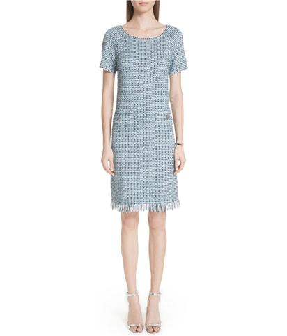 Microstripe Checked Midi Dress