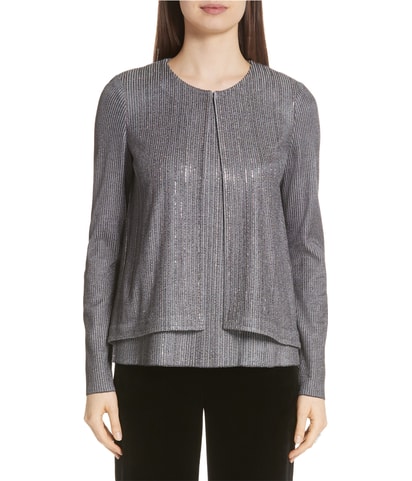 Metallic Plaited Cardigan Sweater