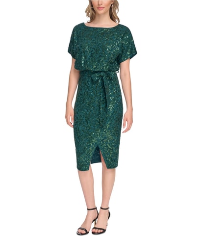 Lace Sequined Blouson Dress