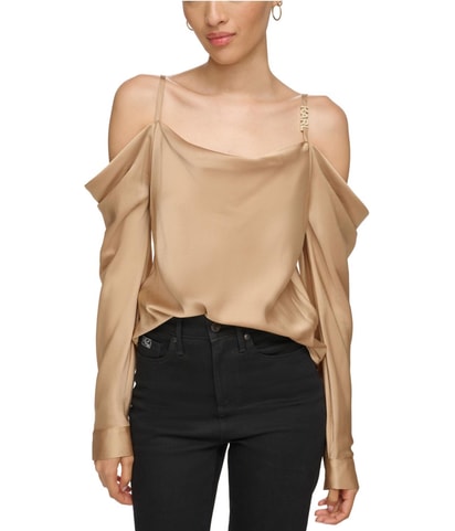 Satin Cold Shoulder Blouse