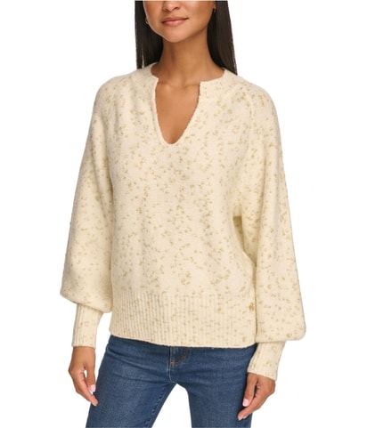 Metallic Splitneck Pullover Sweater