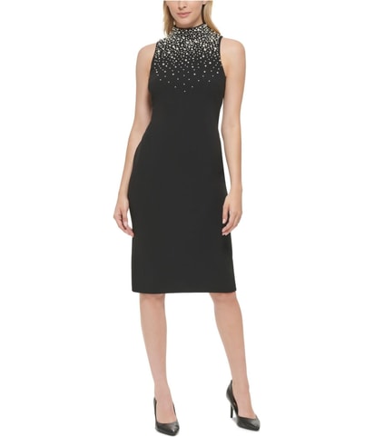 Embellished Neck Midi Dress