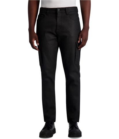 Waxed Solid Straight Leg Cargo Casual Pants