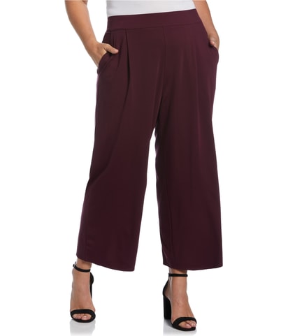 Wide Top Band Straight Leg Cropped Capri Casual Pants
