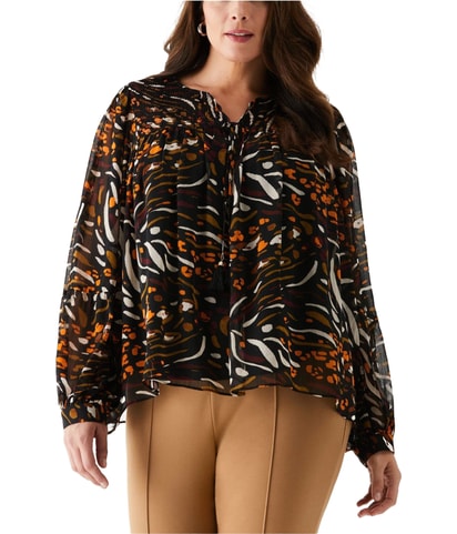 Animal Print Peasant Blouse