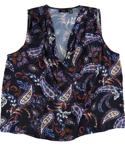 Paisley Pleated Sleeveless Blouse Top
