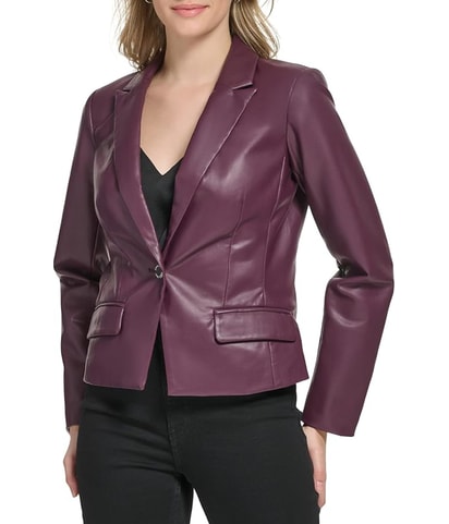 Ticket Pocket Faux-Leather Jacket