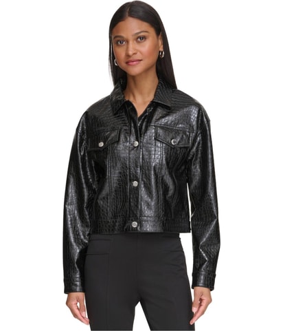Faux Crocodile Cropped Jacket