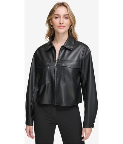 Faux Leather Short Motorcycle Jacket