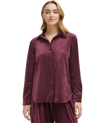 Velour Button Down Pajama Tops