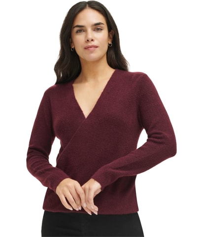 Crossover Front V Neck Pullover Sweater