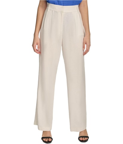 Linen Blend Straight Leg Casual Pants