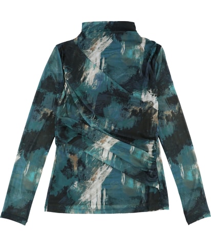 Mock Neck Abstract Knit Blouse