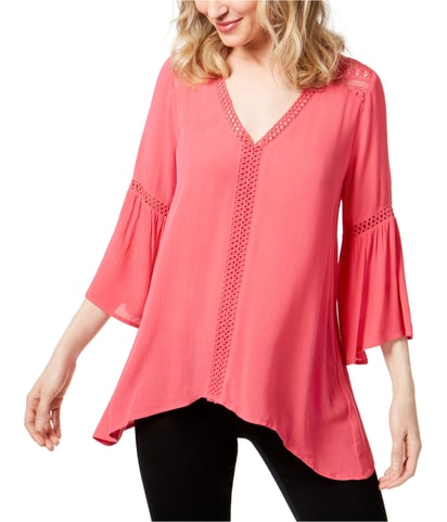 Crochet-Trimmed Tunic Blouse