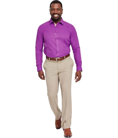 Solid Print Button Down Dress Shirt