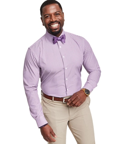 Slim-Fit Plaid Button Down Dress Shirt