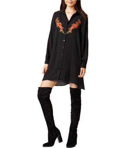 Spense Embroidered A-line Shirt Dress