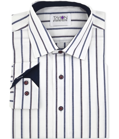 Stiped Placket Button Down Dress Shirt
