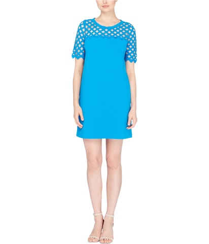 Lattice Trim Shirt Dress