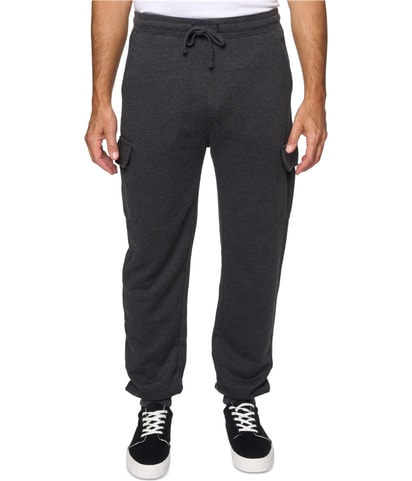 Relaxed Fit Drawstring Burnout Fleece Tapered Jogger Cargo Casual Pants
