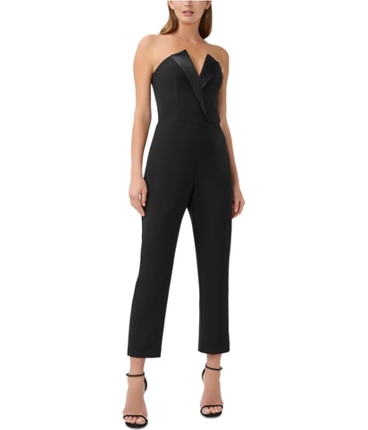 Strapless Satin Collar Jumpsuit