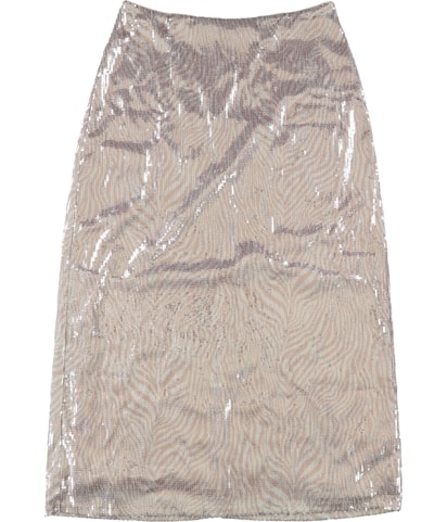 Zebra Print Sequined Midi Skirt