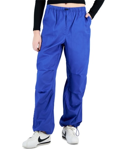 Drawcord-Waist Wide Leg Relaxed Parachute Casual Pants
