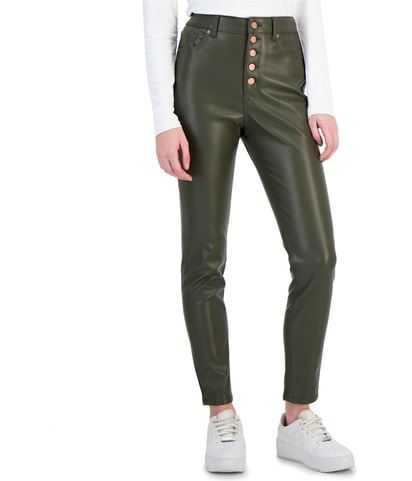 Patent Straight Leg Casual Pants