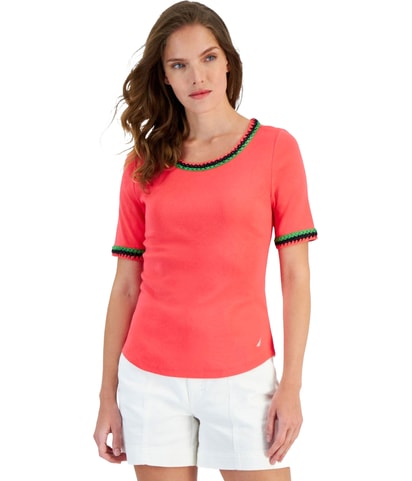 Crochet Trim Embellished T-Shirt