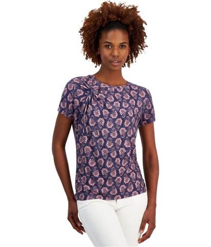 Paisley Twist-Accent Embellished T-Shirt