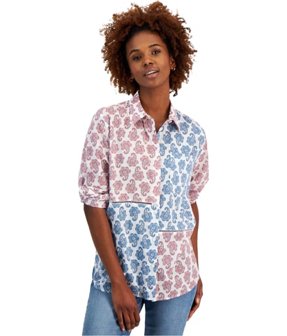 Printed Button Down Blouse
