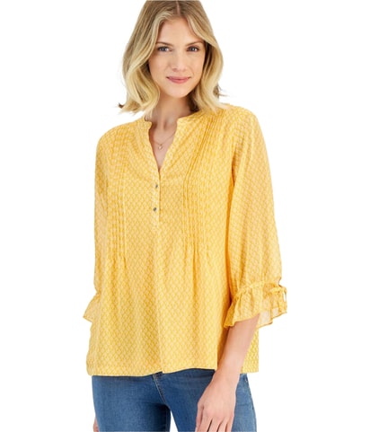 Pintucked Popover Top Peasant Blouse