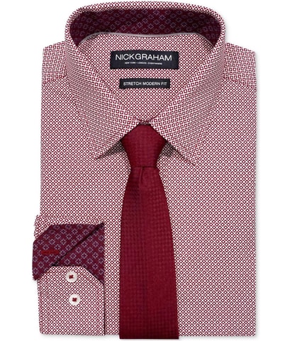 Crossroads Squares Tie Set Button Down Dress Shirt