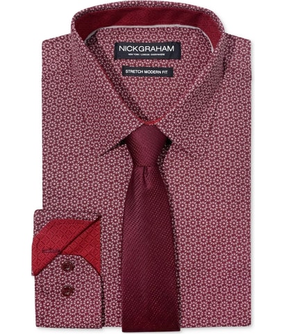 Slim Stipple Circle Tie Set Button Down Dress Shirt