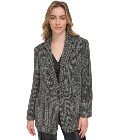 Boucle One Button Blazer Jacket